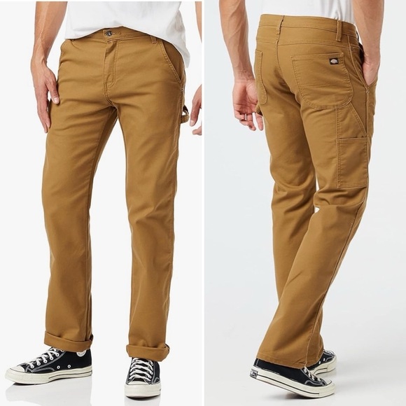 Dickies Men's Tough Max Duck Carpenter Pant 38x34 Stonewashed Brown - Picture 1 of 13